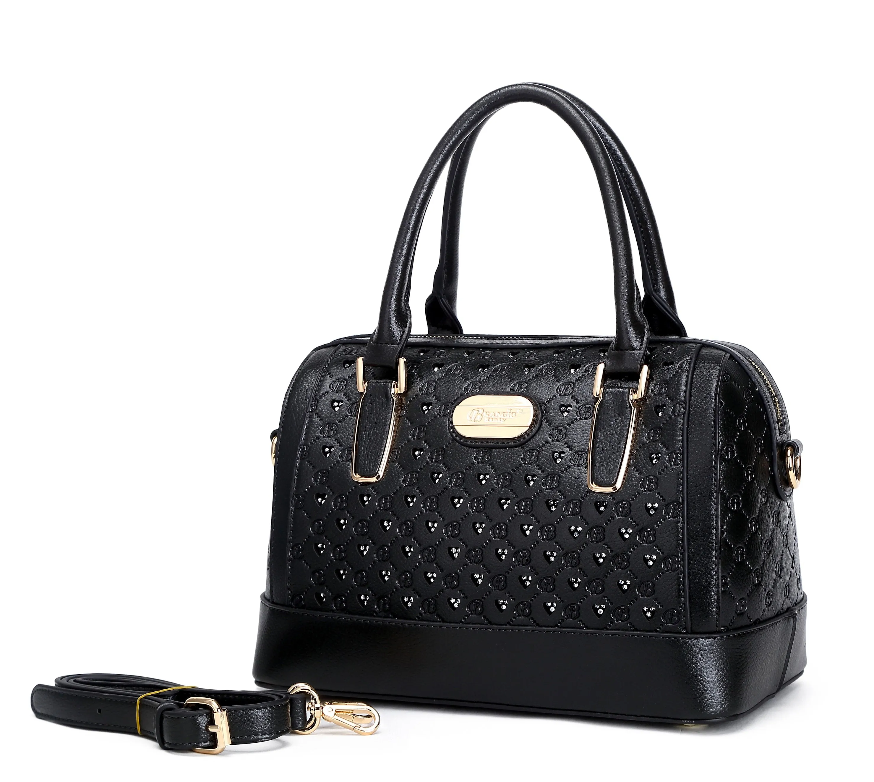 Millionaire Goddess Double Layer Crystal Engraved Dome Satchel [RO3266]