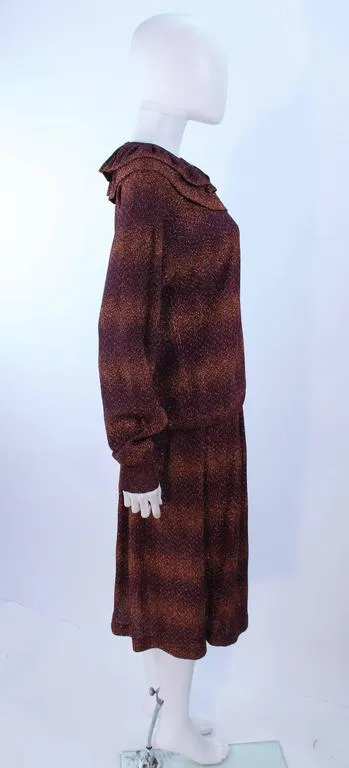 MISSONI Bronze and Purple Metallic Knit Skirt Set Size 8