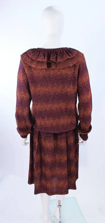 MISSONI Bronze and Purple Metallic Knit Skirt Set Size 8