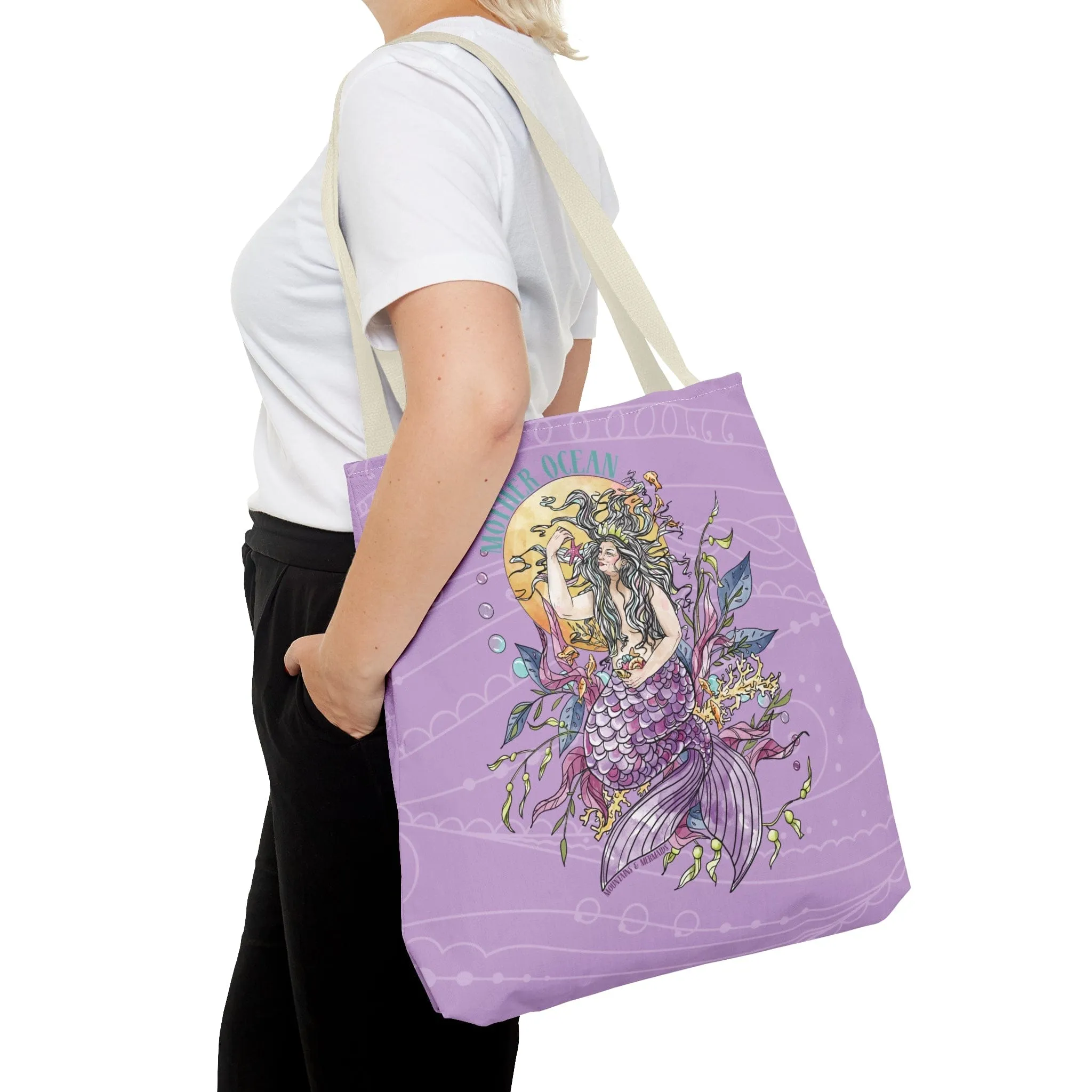 Mother Ocean Purple Tote Bag