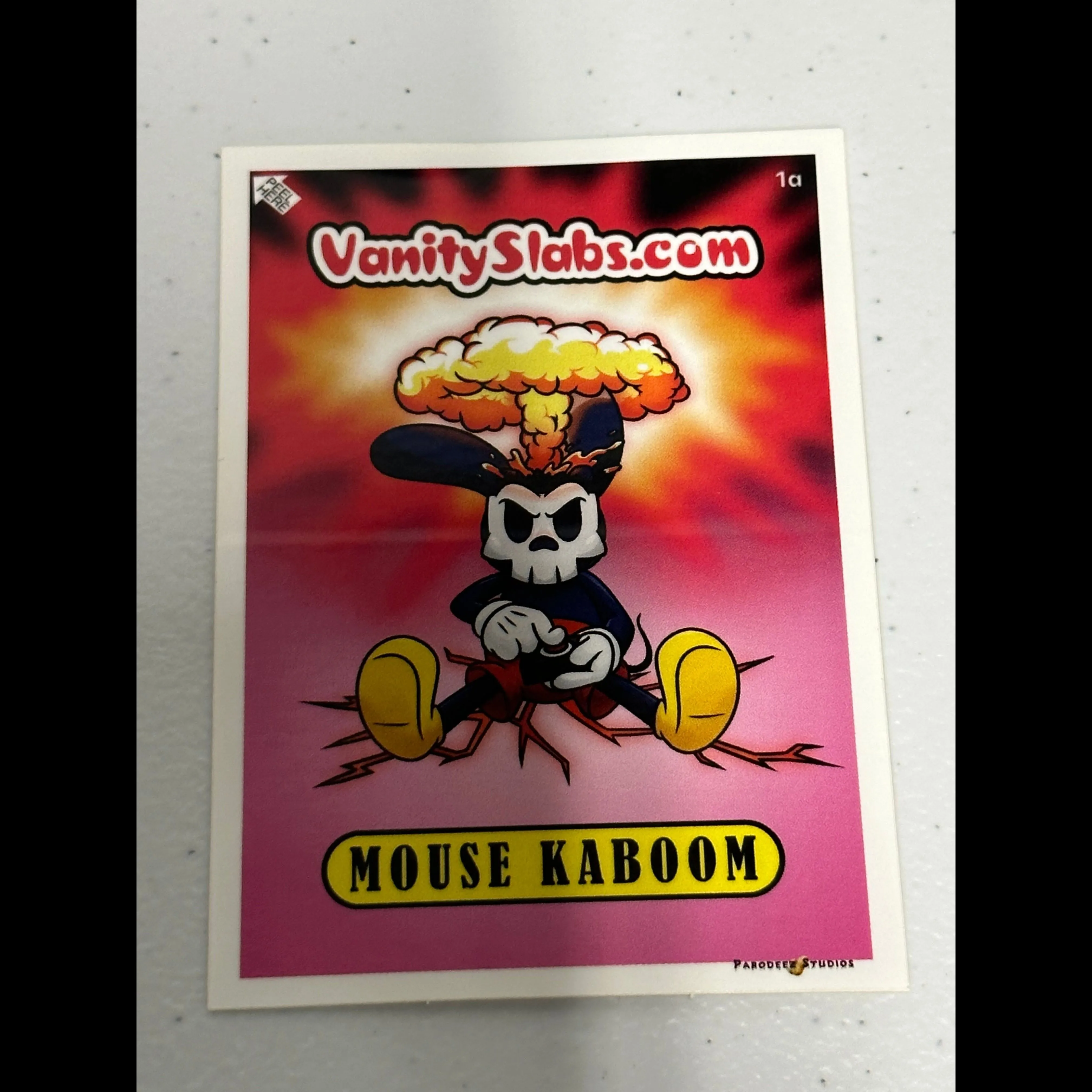 Mouse Kaboom Limited Edition Collector’s Sticker Card in Vanity Slab Holder