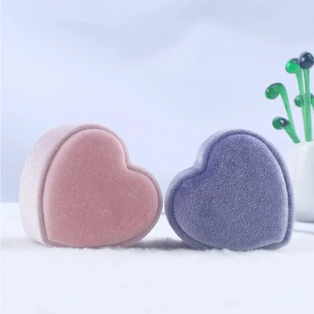 New Creative Heart Shaped Jewelry Packaging Storage Velvet Ring Box Propose Marriage Wedding Ring Organizer Display Case