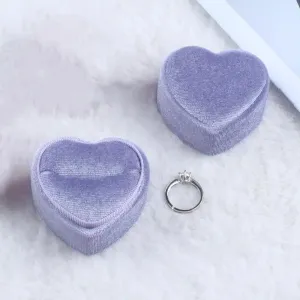 New Creative Heart Shaped Jewelry Packaging Storage Velvet Ring Box Propose Marriage Wedding Ring Organizer Display Case