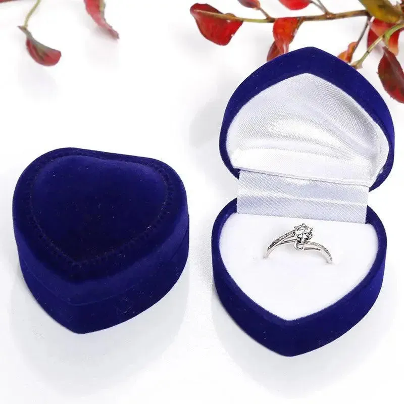 New Creative Heart Shaped Jewelry Packaging Storage Velvet Ring Box Propose Marriage Wedding Ring Organizer Display Case