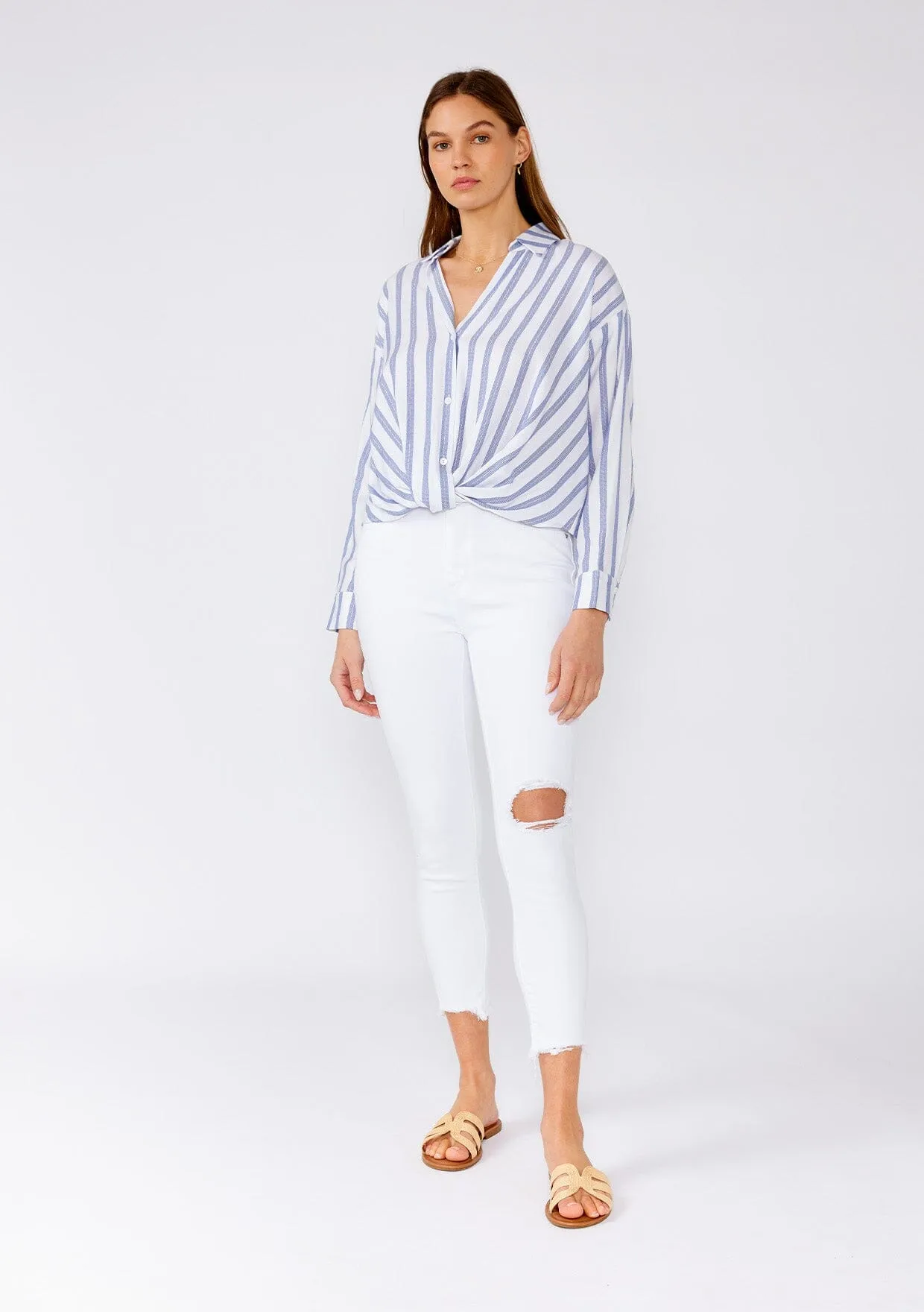 Palmer Knot Front Striped Shirt