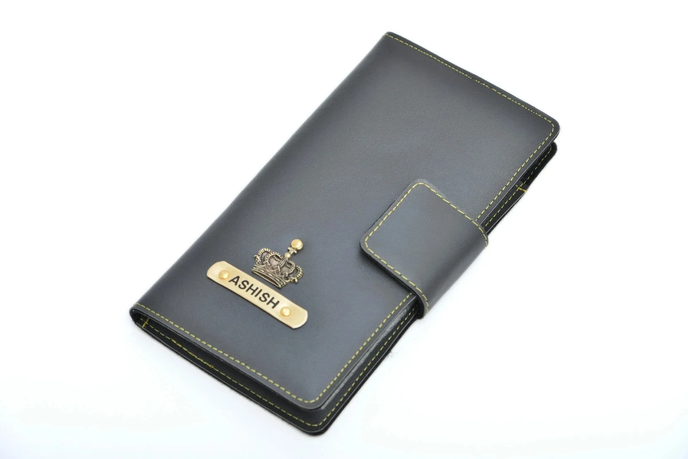 Personalized Travel Wallet (Buttoned) - Grey