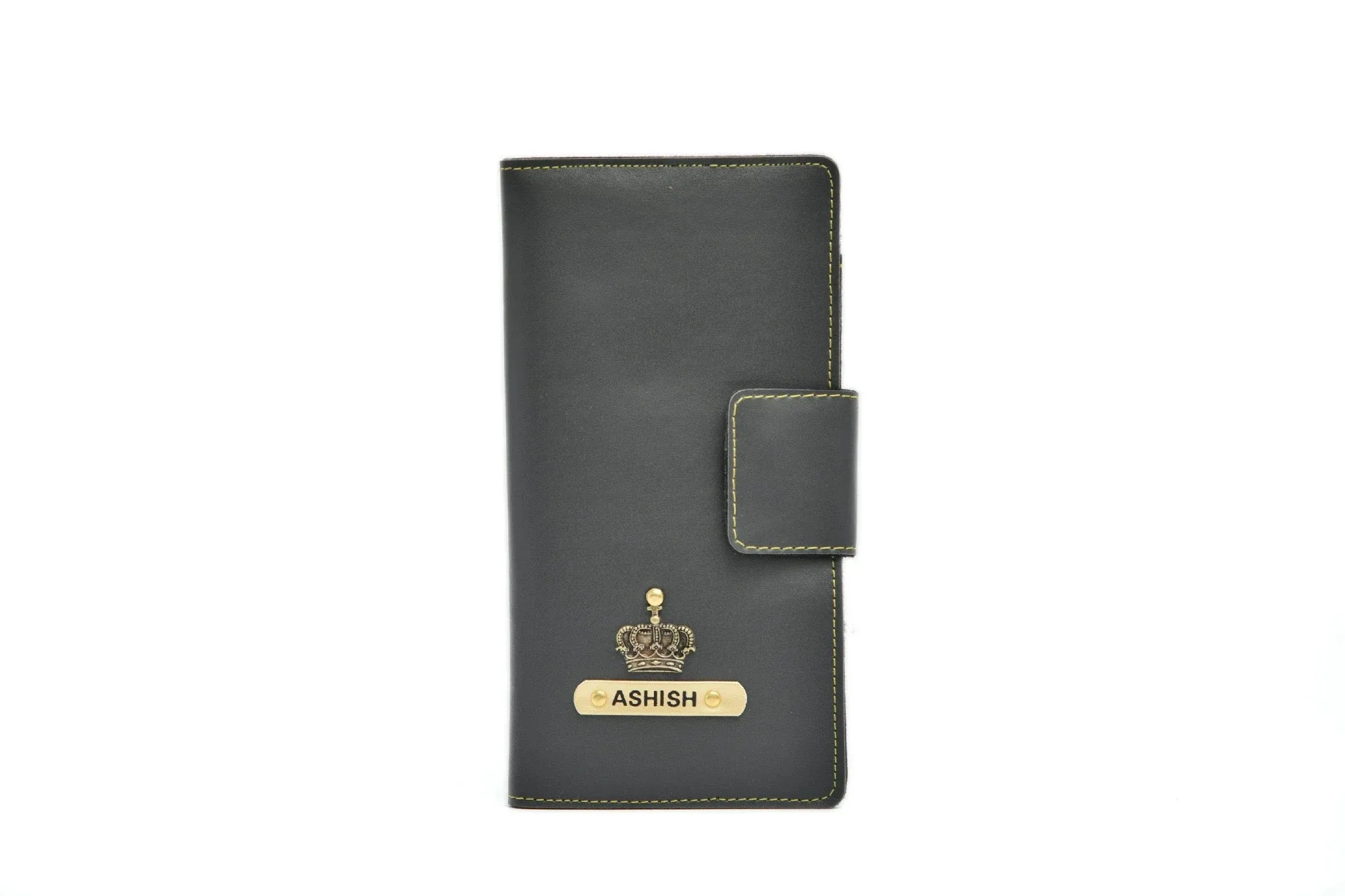 Personalized Travel Wallet (Buttoned) - Grey