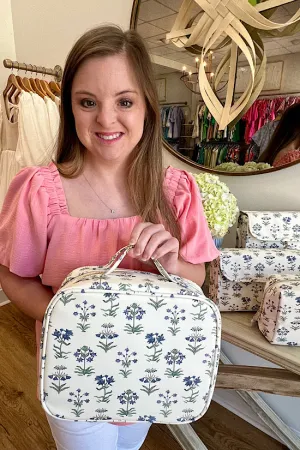 Provence Cosmetic Case with Green Pinstripe Liner