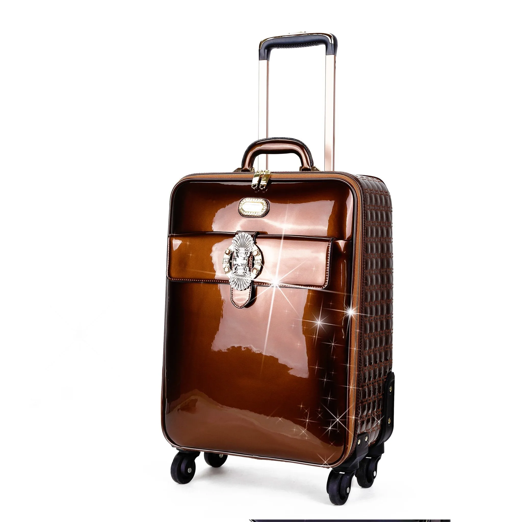 Queen's Crown Vegan Leather 3 Pcs. Luggage Spinner Wheels [KAL-3pcs/Set]