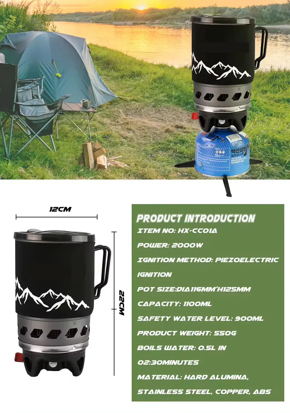 RECON GS2U SC  Fast Jet Boil 1.4L gas stove cooking system