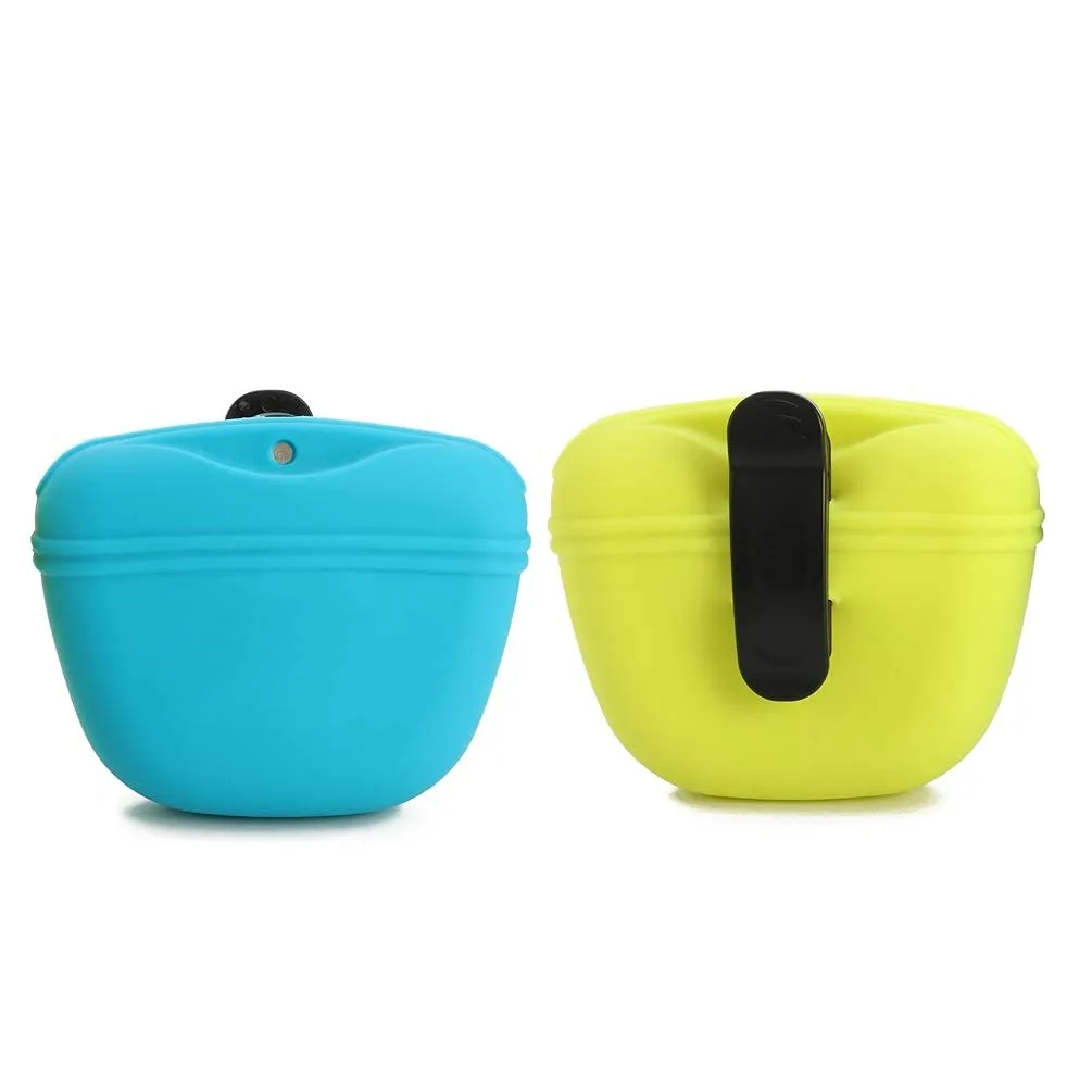 RoyalCare Portable Silicone Dog Treat Pouch with Magnetic Closure and Waist Clip - 2pieces