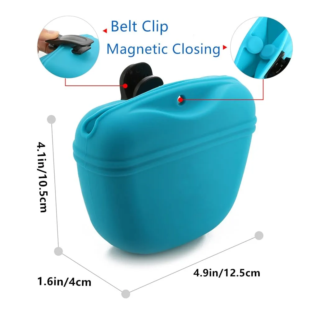 RoyalCare Portable Silicone Dog Treat Pouch with Magnetic Closure and Waist Clip - 2pieces