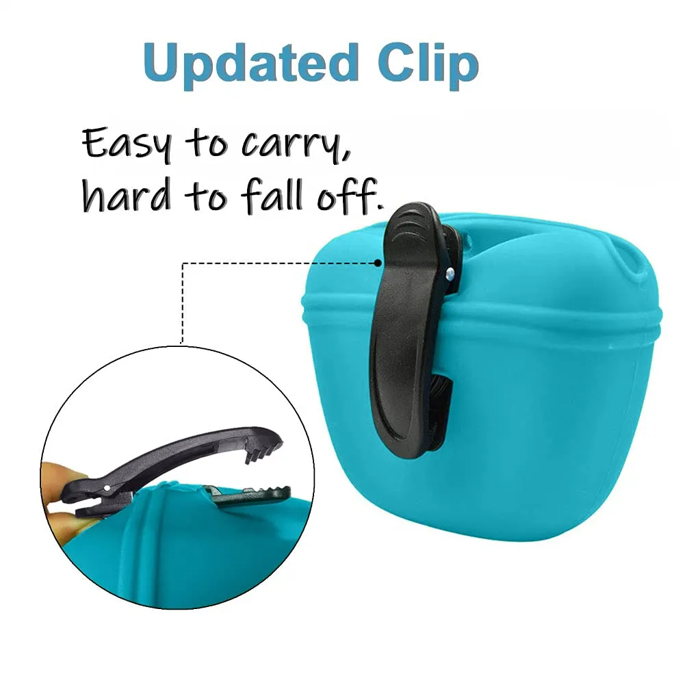 RoyalCare Portable Silicone Dog Treat Pouch with Magnetic Closure and Waist Clip - 2pieces