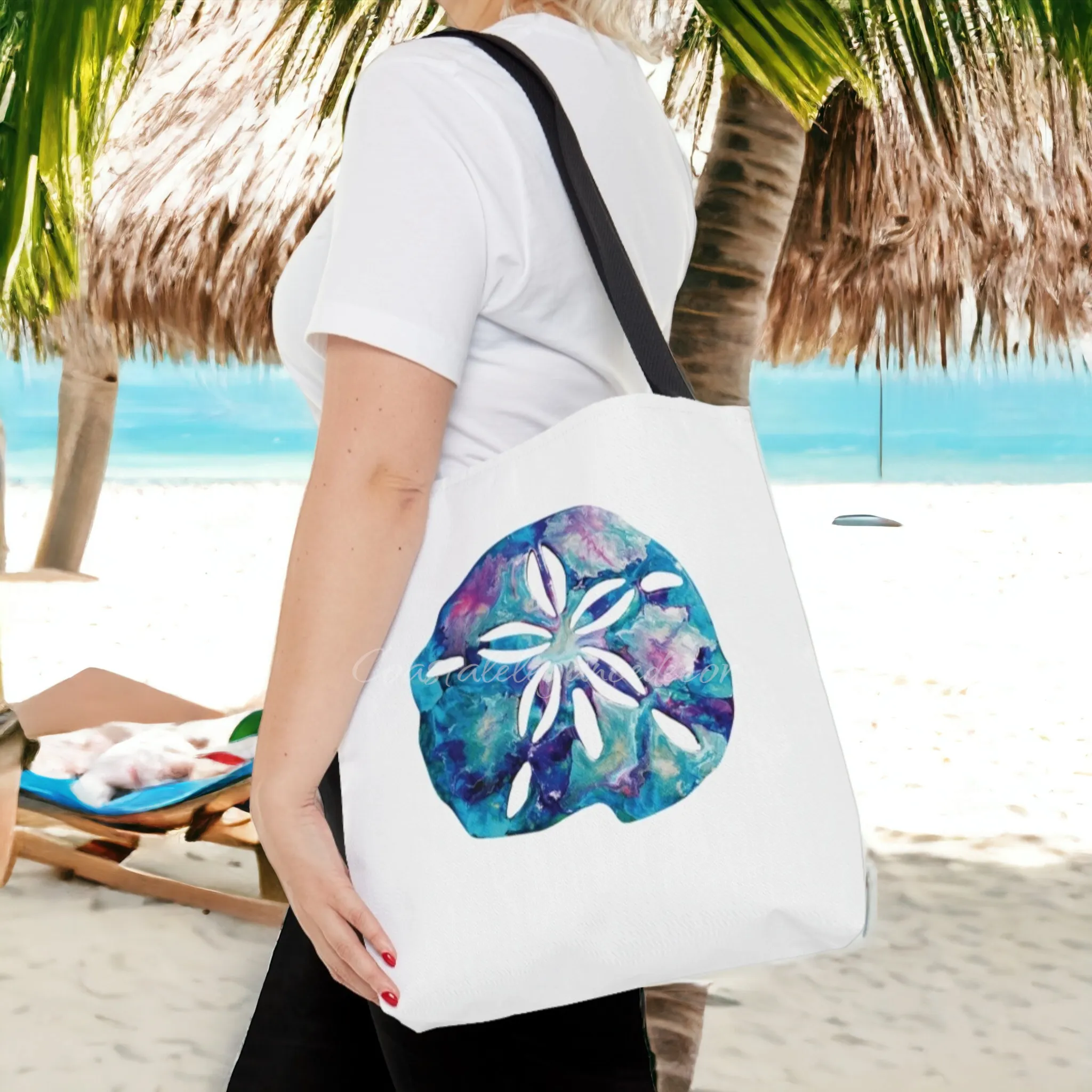 Sand Dollar Original Art Print Tote Bag with Handles (AOP) 3 Sizes