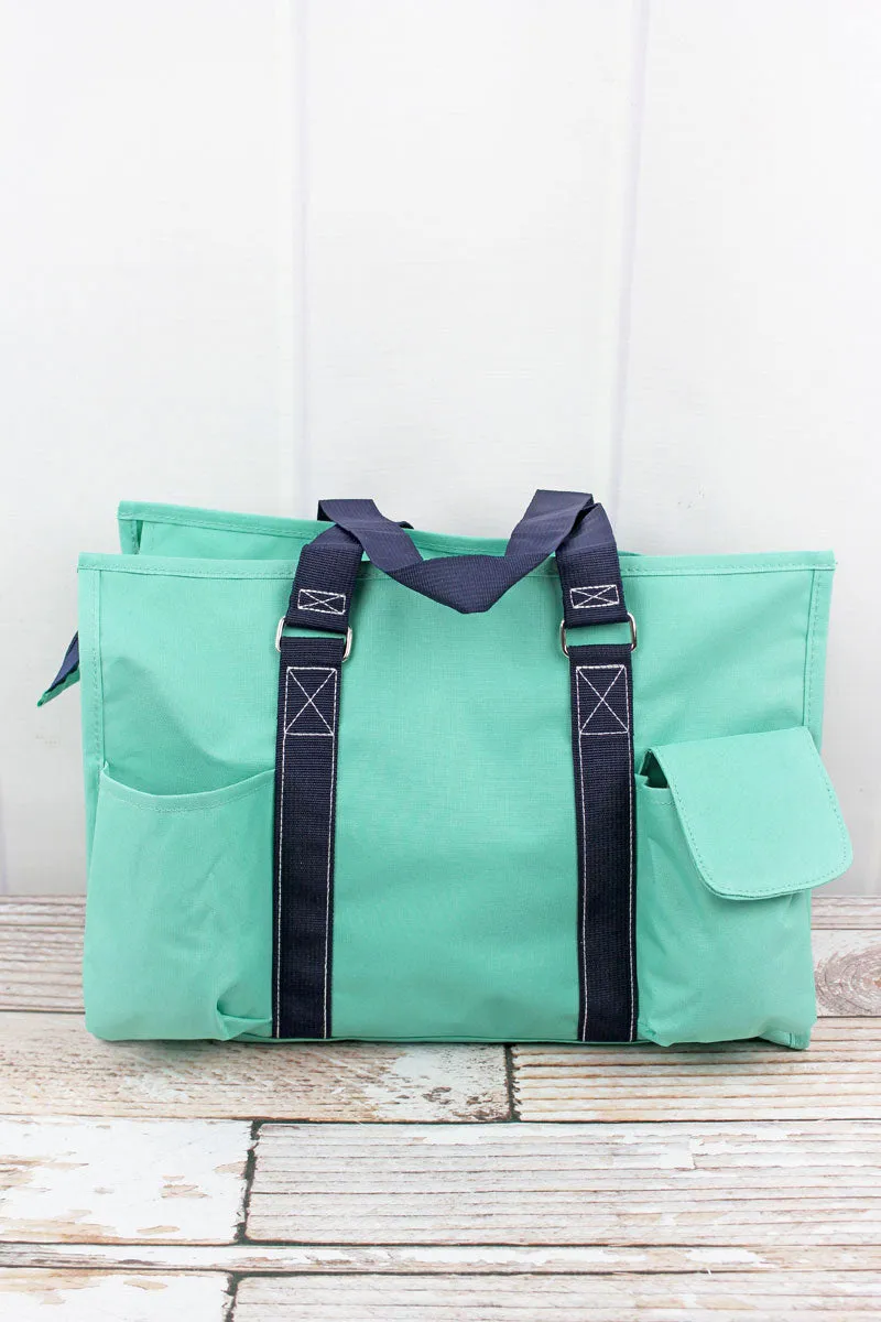 Scrub Life Mint Utility Tote with Navy Trim