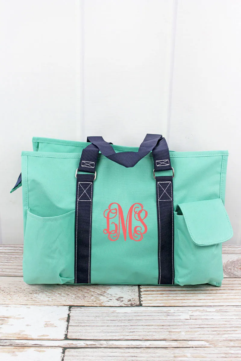 Scrub Life Mint Utility Tote with Navy Trim