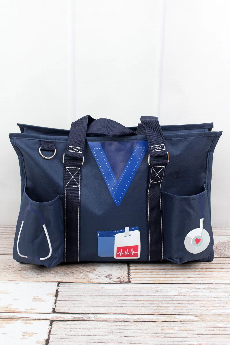 Scrub Life Navy Utility Tote with Navy Trim