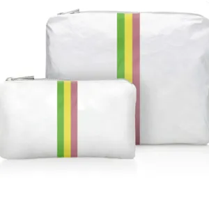 Set of Two Organizational Packs | Shimmer White with Green, Yellow, and Pink Stripe