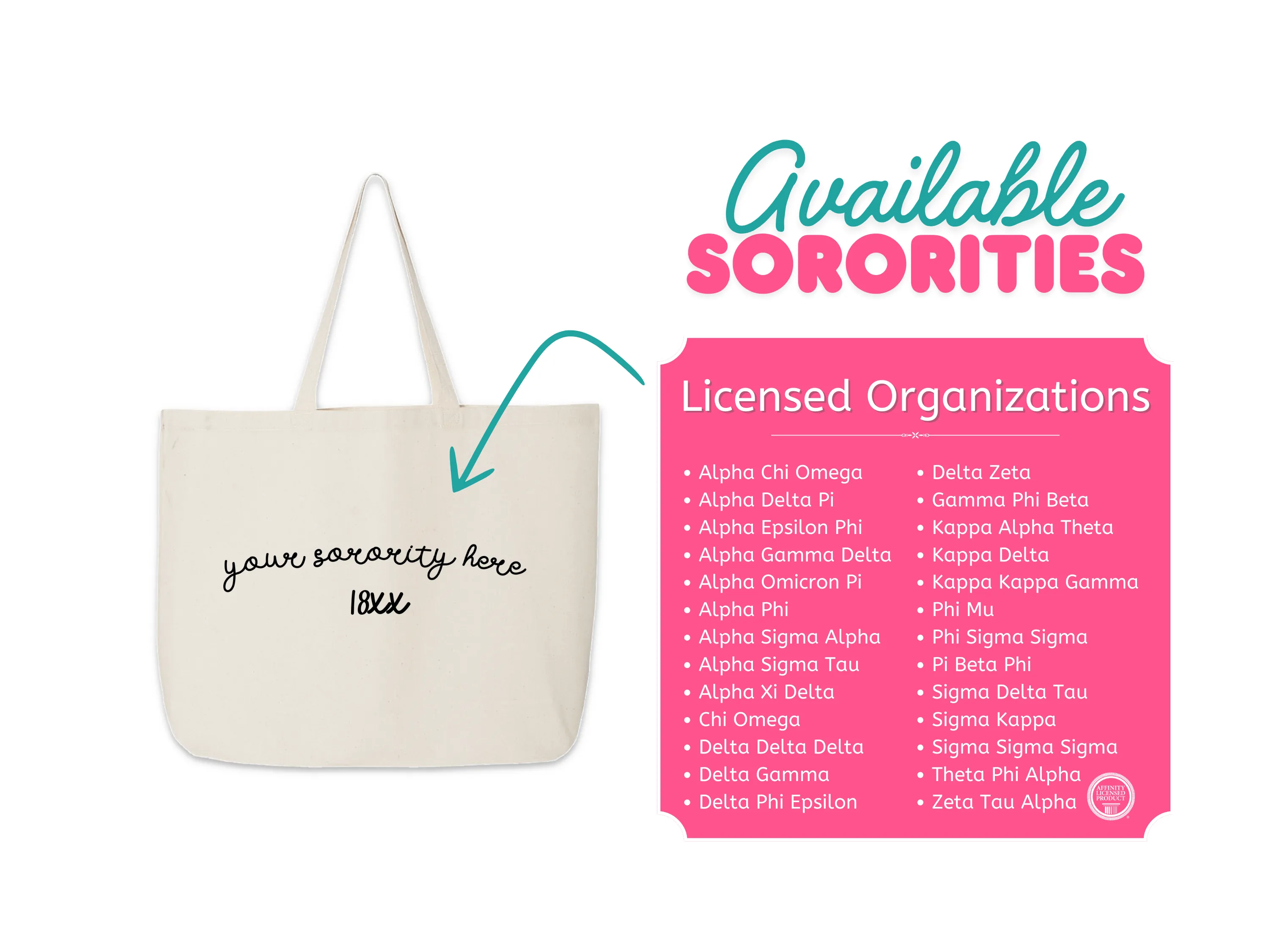 Sigma Sigma Sigma Sorority Name and Founding Date Tote Bag