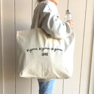 Sigma Sigma Sigma Sorority Name and Founding Date Tote Bag