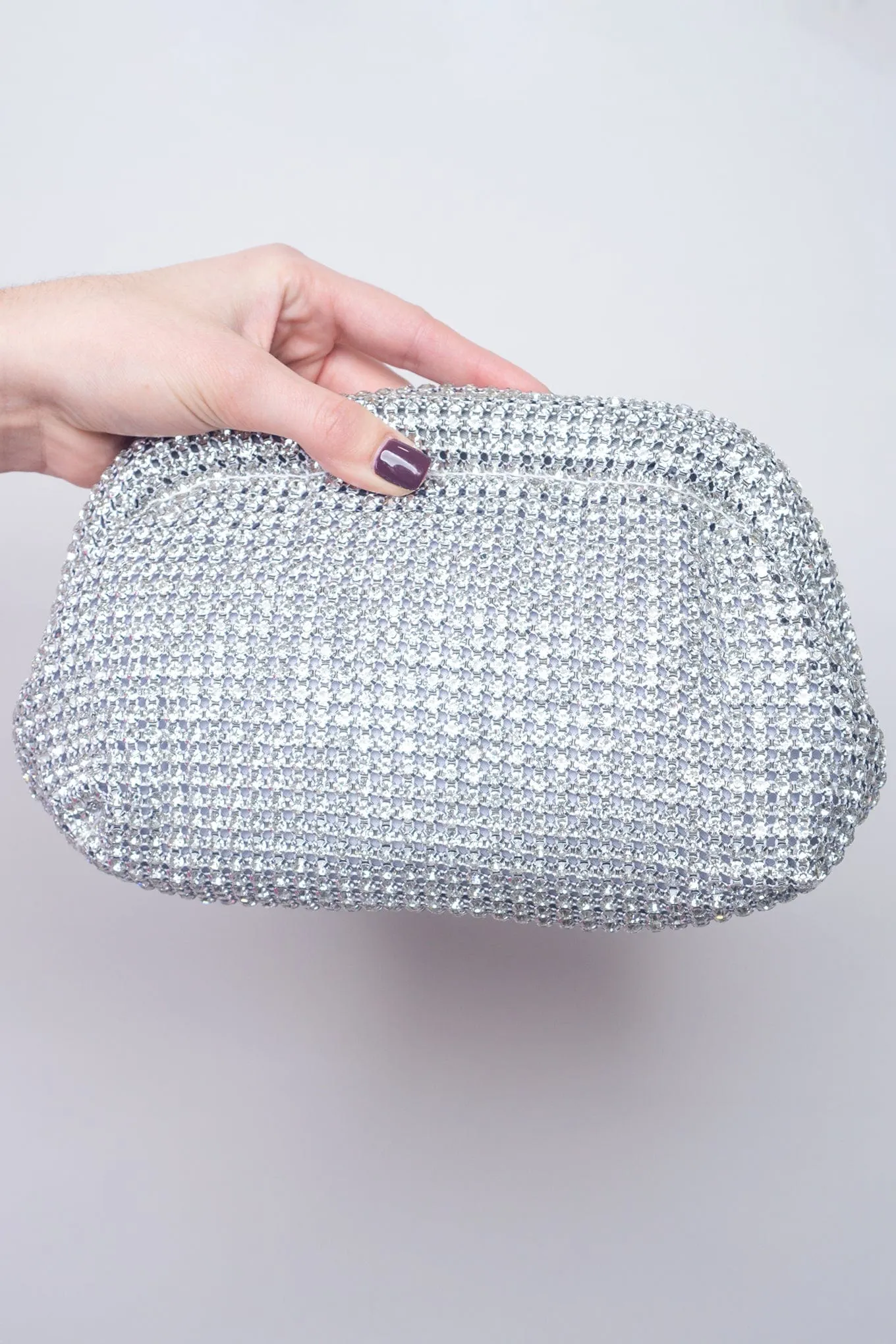 Silver Rhinestone Party Clutch