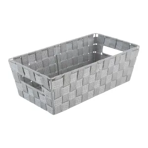 Simplify Extra Long Shelf Woven Strap Tote | Decorative Storage Basket
