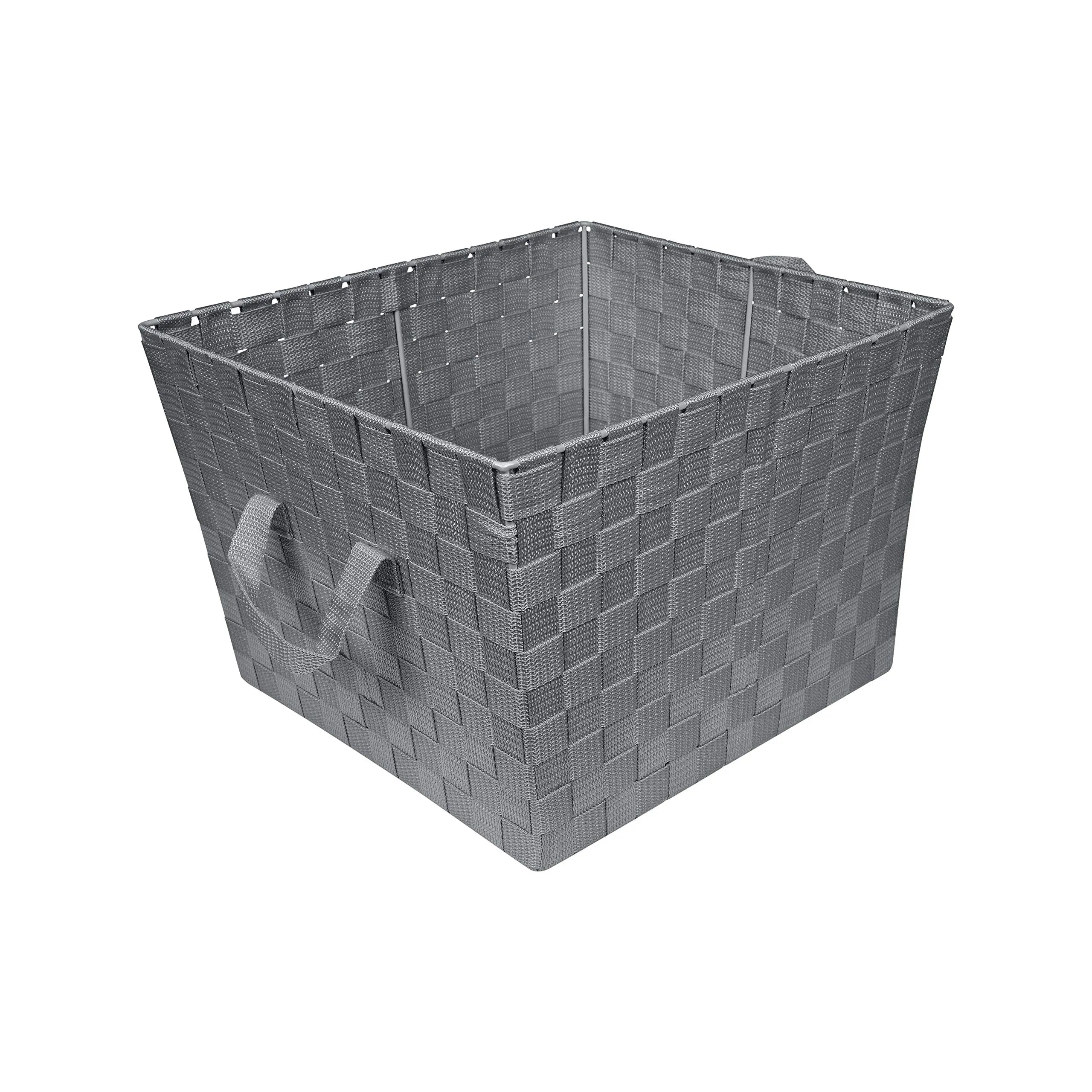 Simplify Small Shelf Woven Strap Tote | Decorative Storage Basket |
