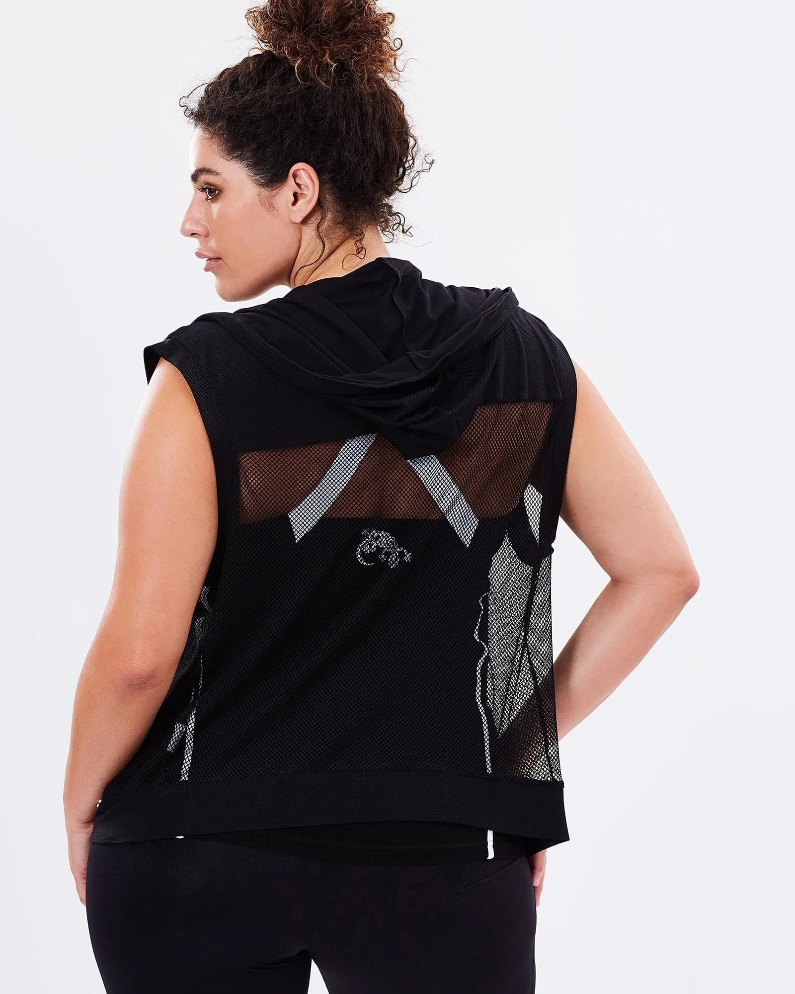 Slingback Mesh Hoodie - Black