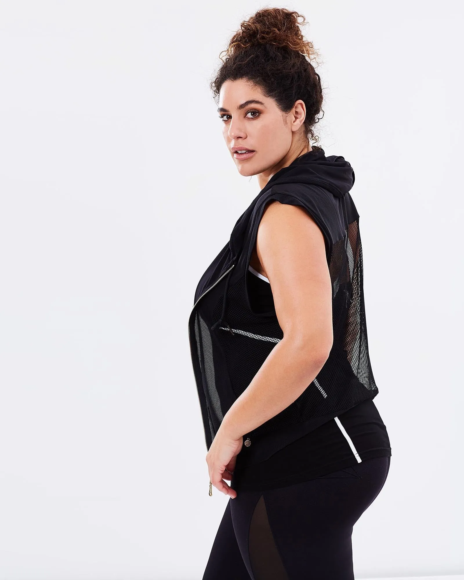 Slingback Mesh Hoodie - Black