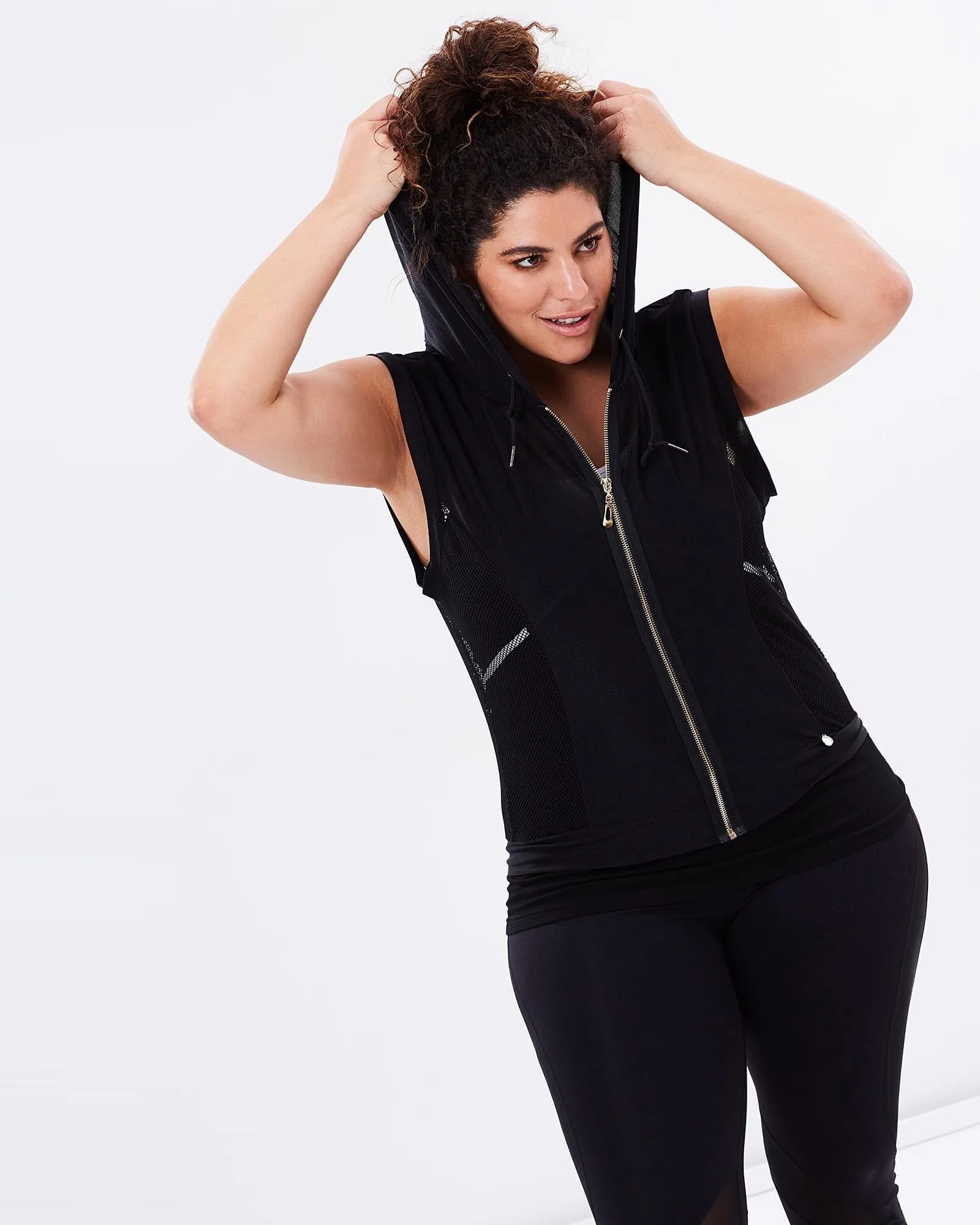 Slingback Mesh Hoodie - Black