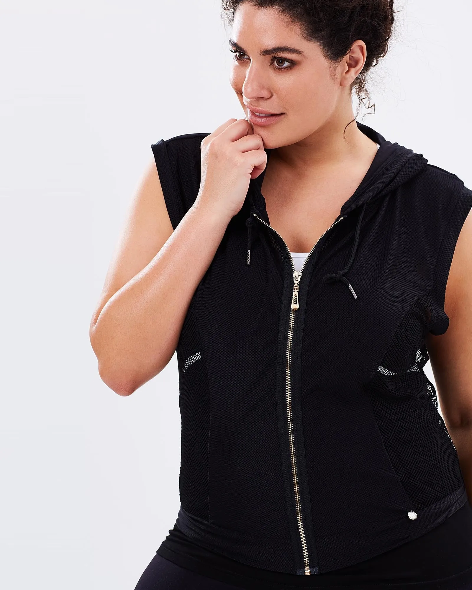 Slingback Mesh Hoodie - Black