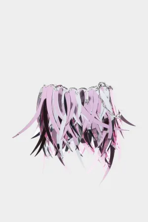 Sparkle Nano Metallic-Fringe Shoulder Bag in Silver Pink