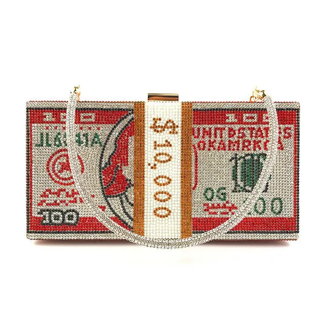 Stack of Cash Clutch Purses Women Crystal Evening Bags