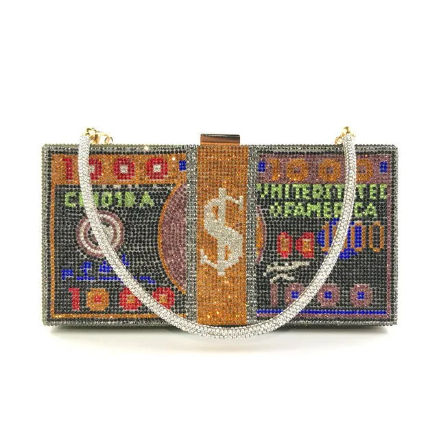 Stack of Cash Clutch Purses Women Crystal Evening Bags