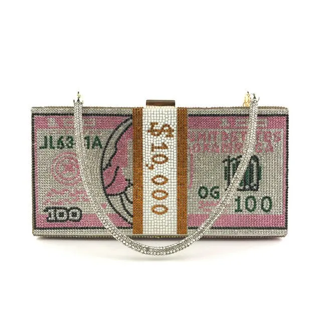 Stack of Cash Clutch Purses Women Crystal Evening Bags