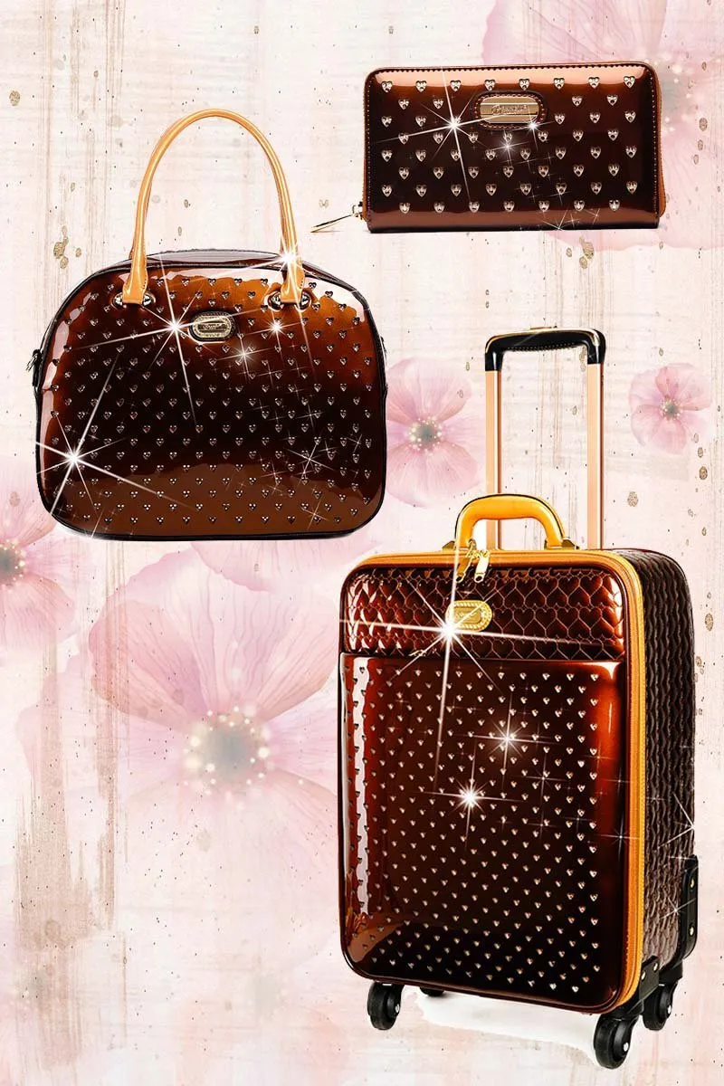 Starz Art Retro 3PC Set | Luxury Women Overnight Bag Set with Spinning Wheels [RZL RZO-3pcs/Set]
