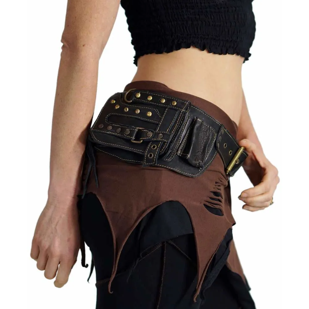 'Steampunk' Leather Utility Belt, Boho  - Black