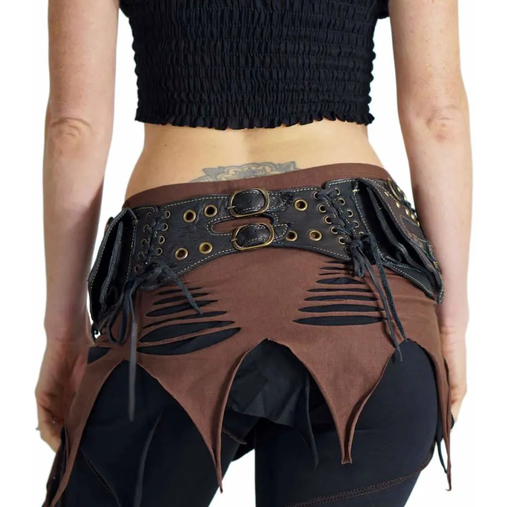 'Steampunk' Leather Utility Belt, Boho  - Black