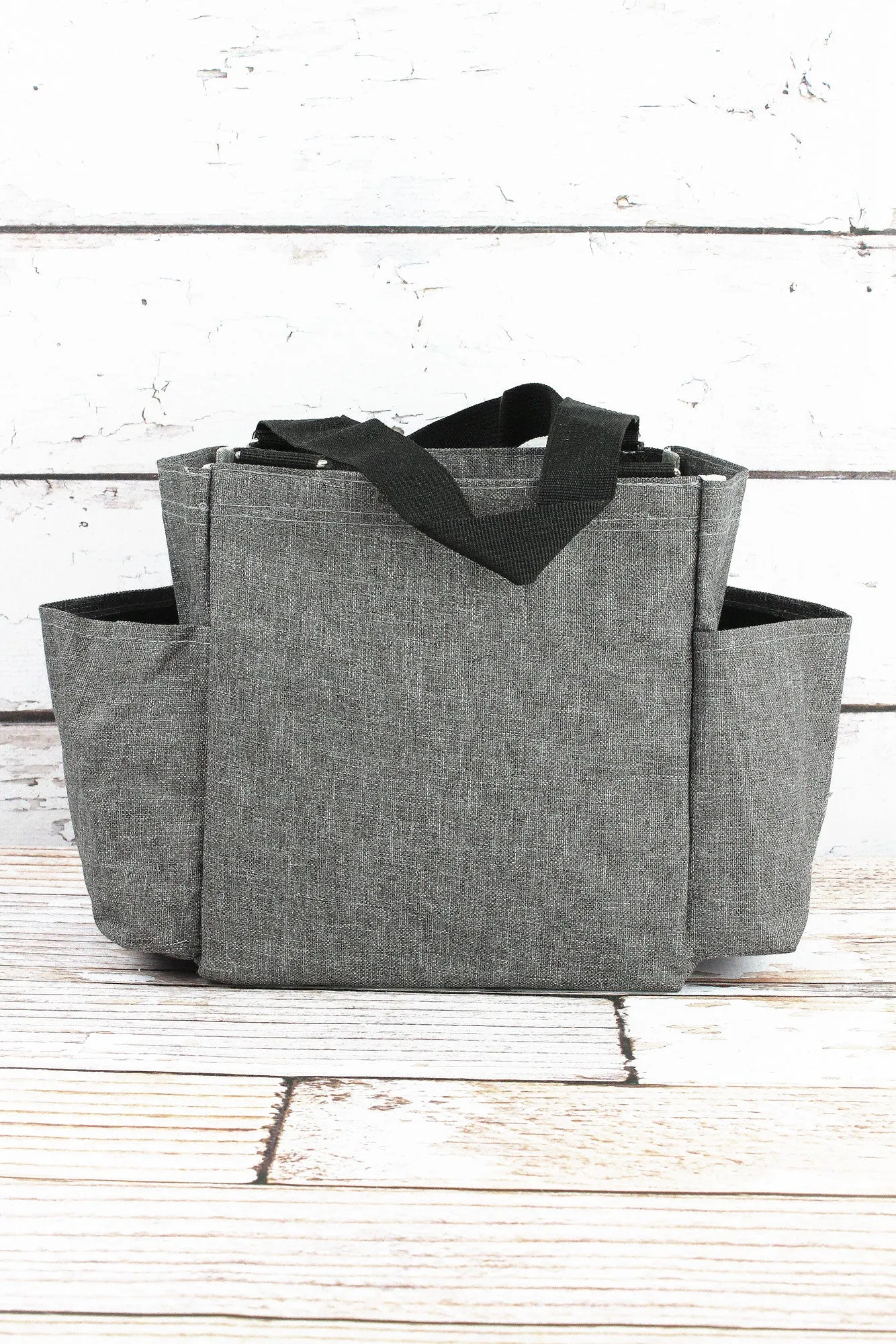 Steel Gray Crosshatch Organizer Tote