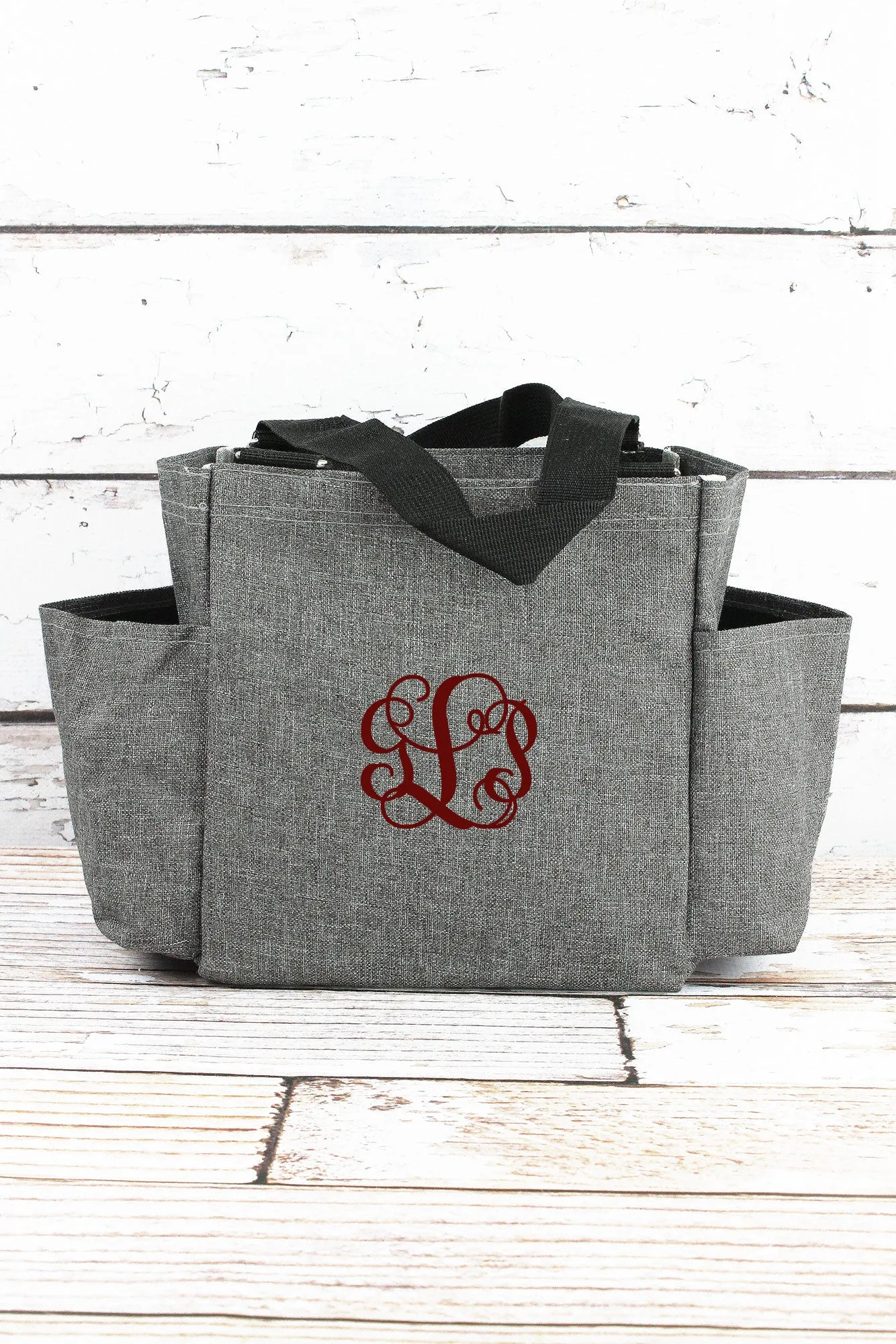 Steel Gray Crosshatch Organizer Tote
