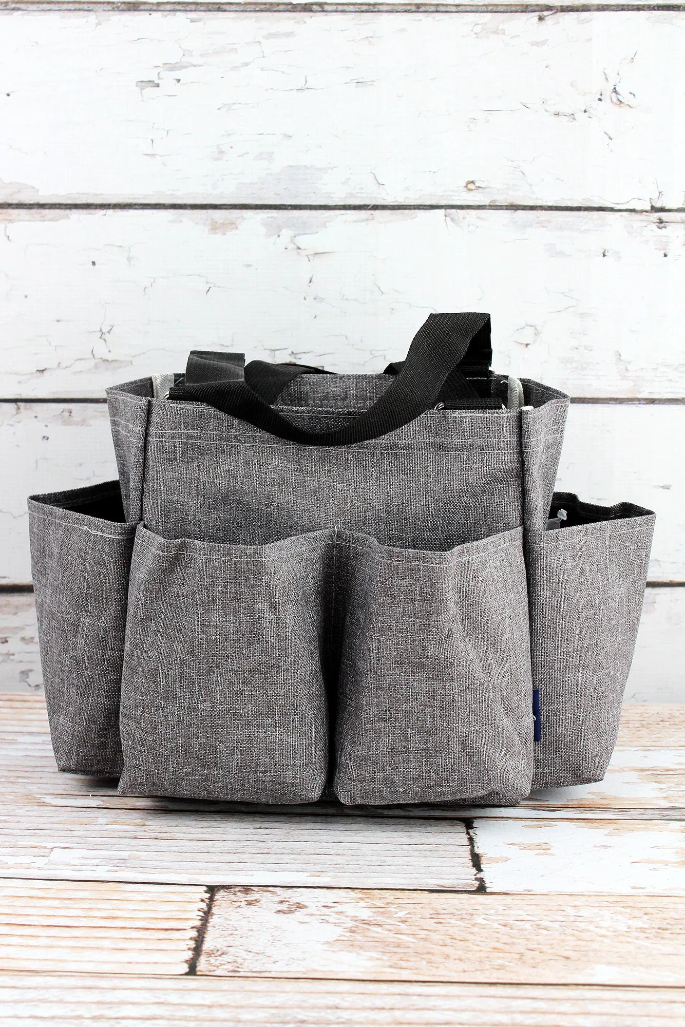 Steel Gray Crosshatch Organizer Tote