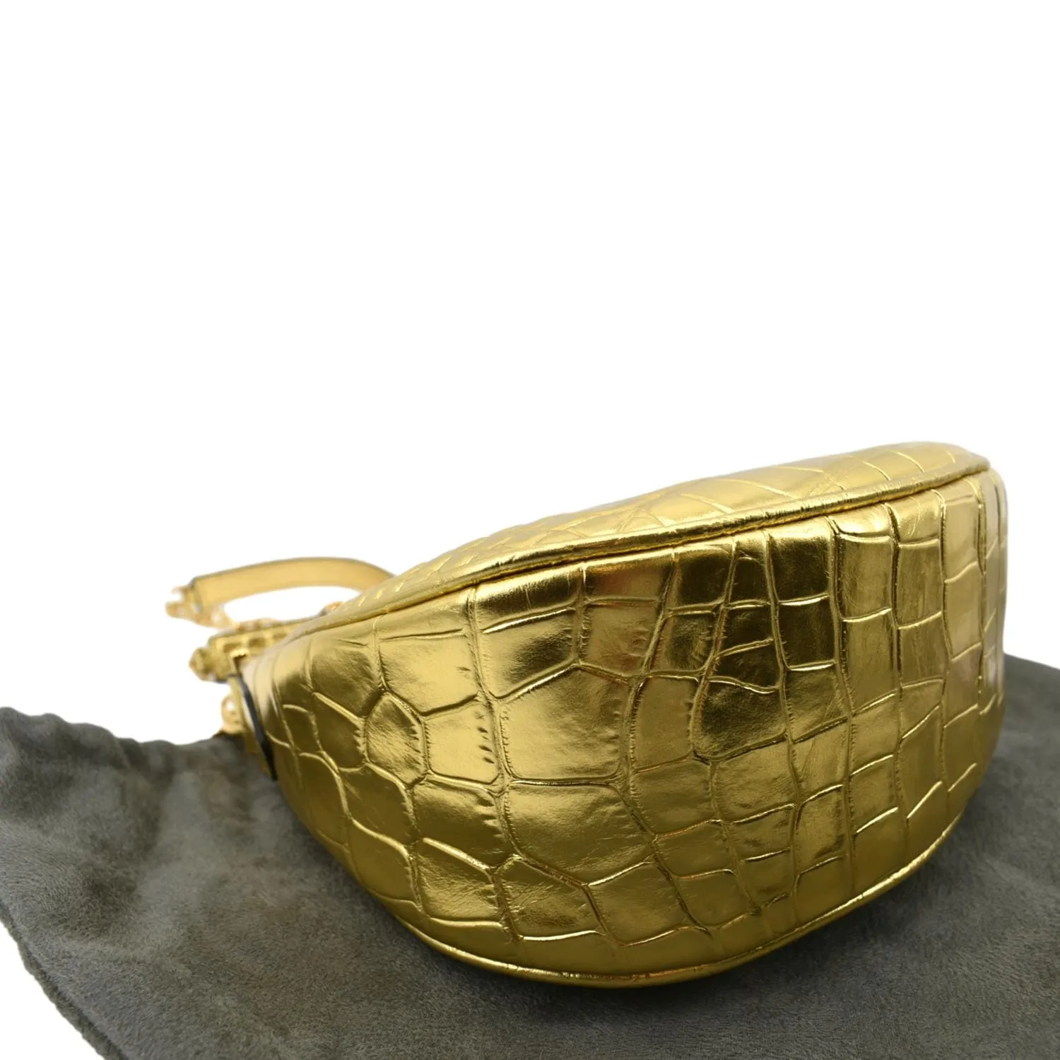 TOM FORD Bianca Mini Metallic Stamped Crocodile Leather Shoulder Bag Gold