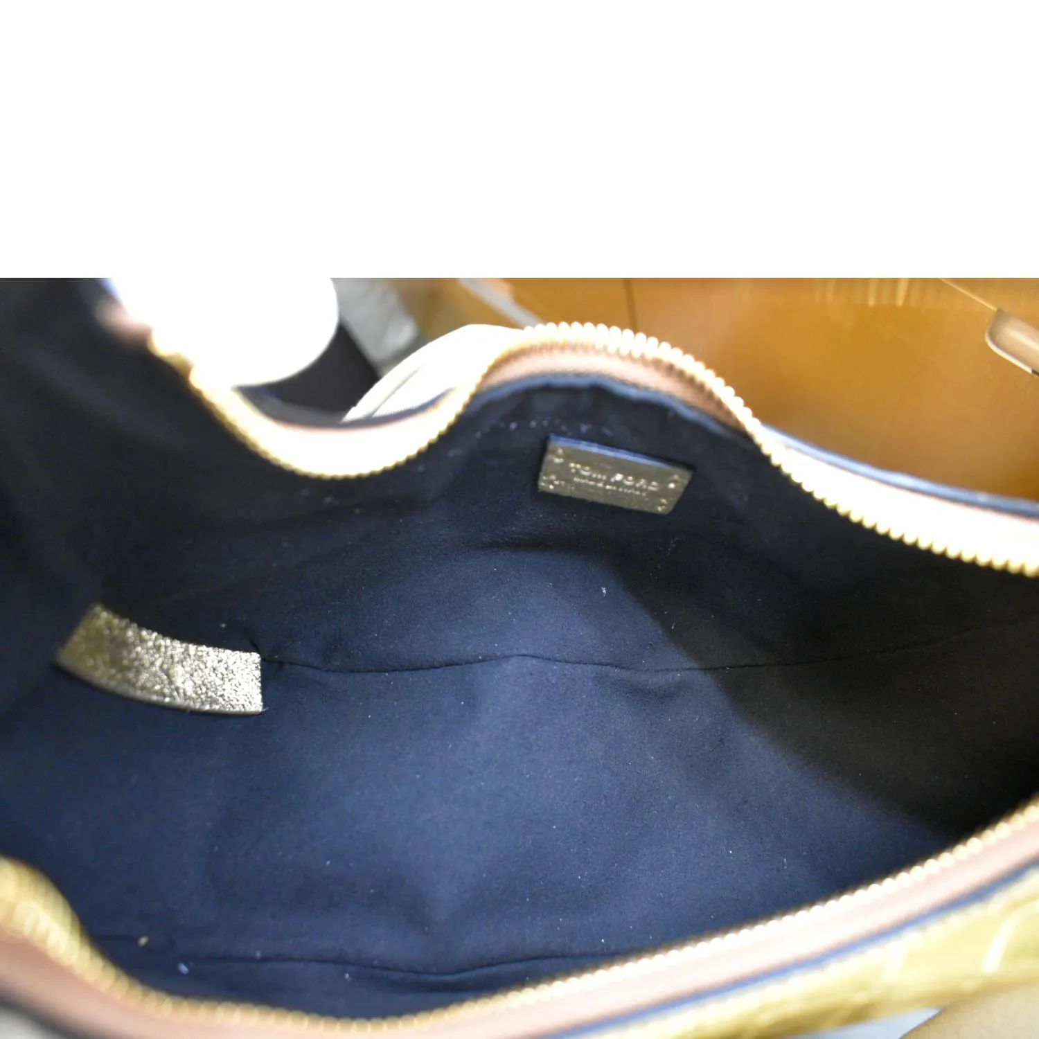 TOM FORD Bianca Mini Metallic Stamped Crocodile Leather Shoulder Bag Gold