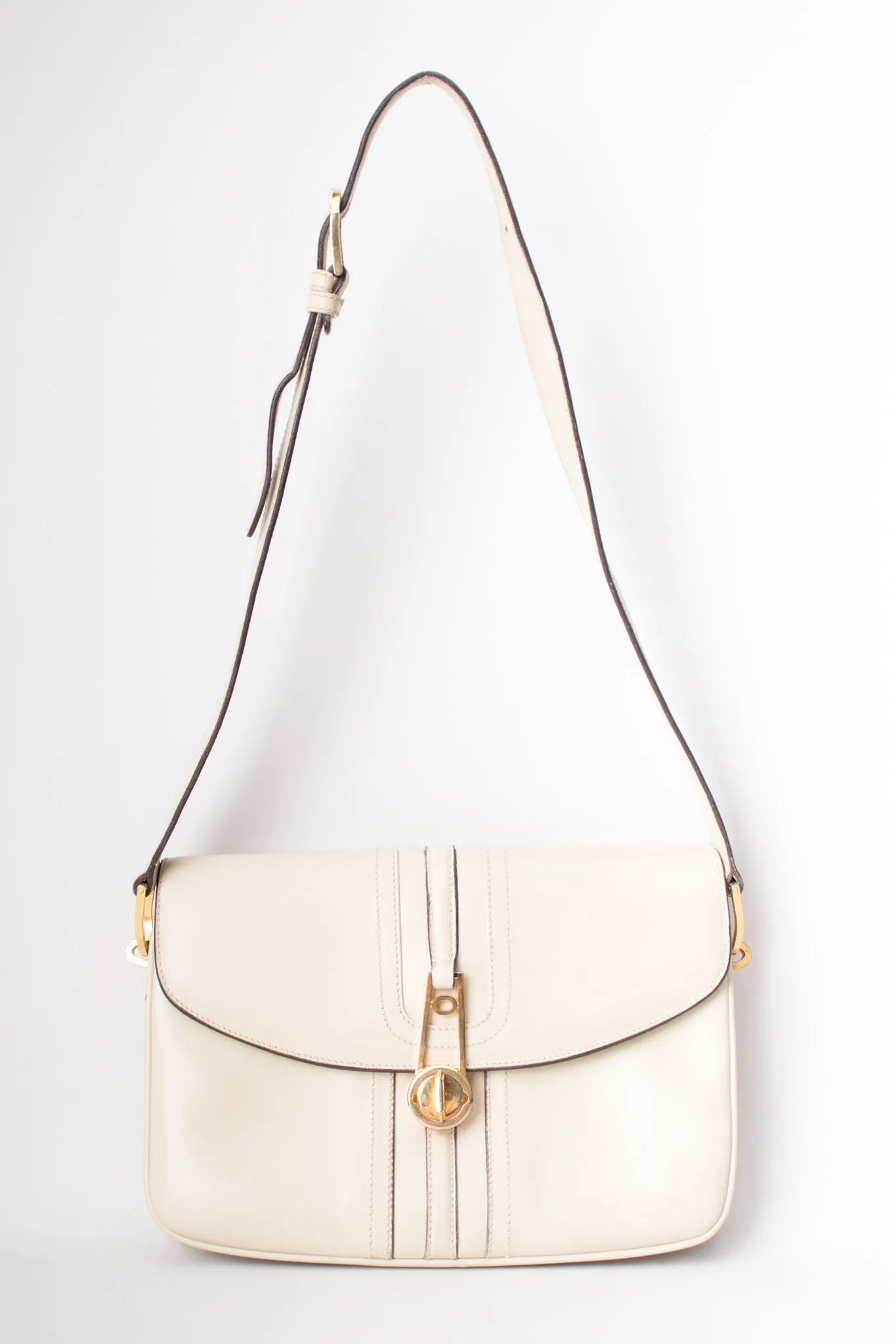 Topstitched Leather Shoulder Bag
