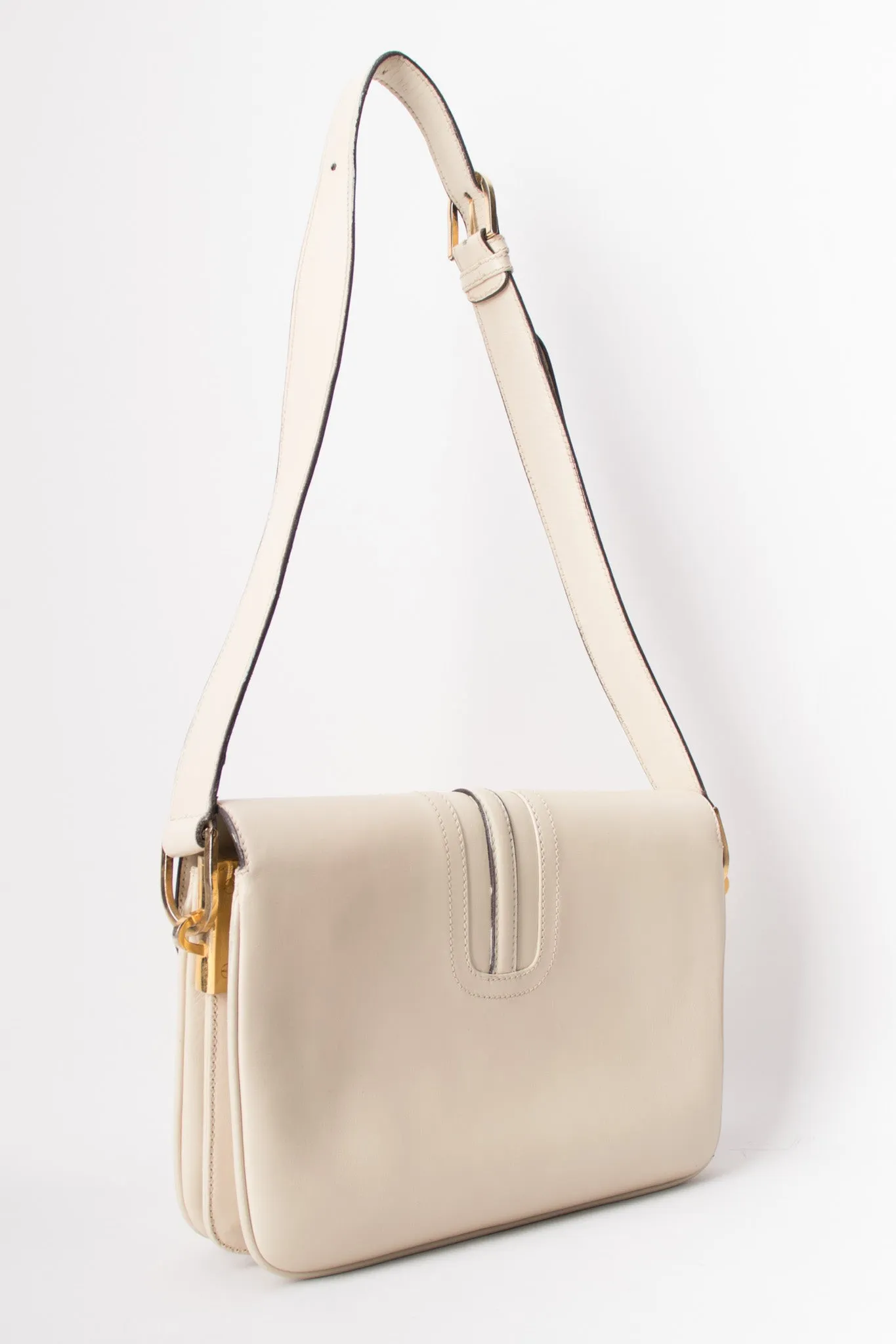 Topstitched Leather Shoulder Bag