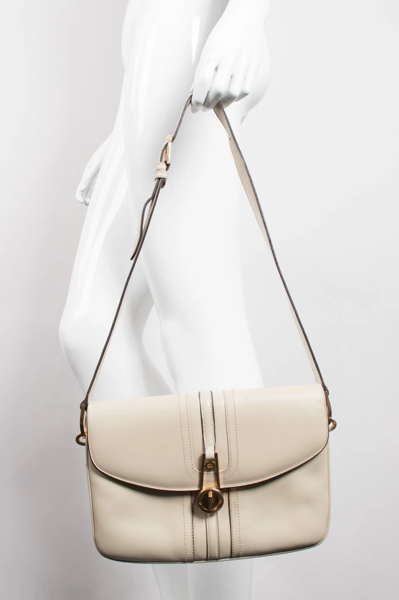 Topstitched Leather Shoulder Bag