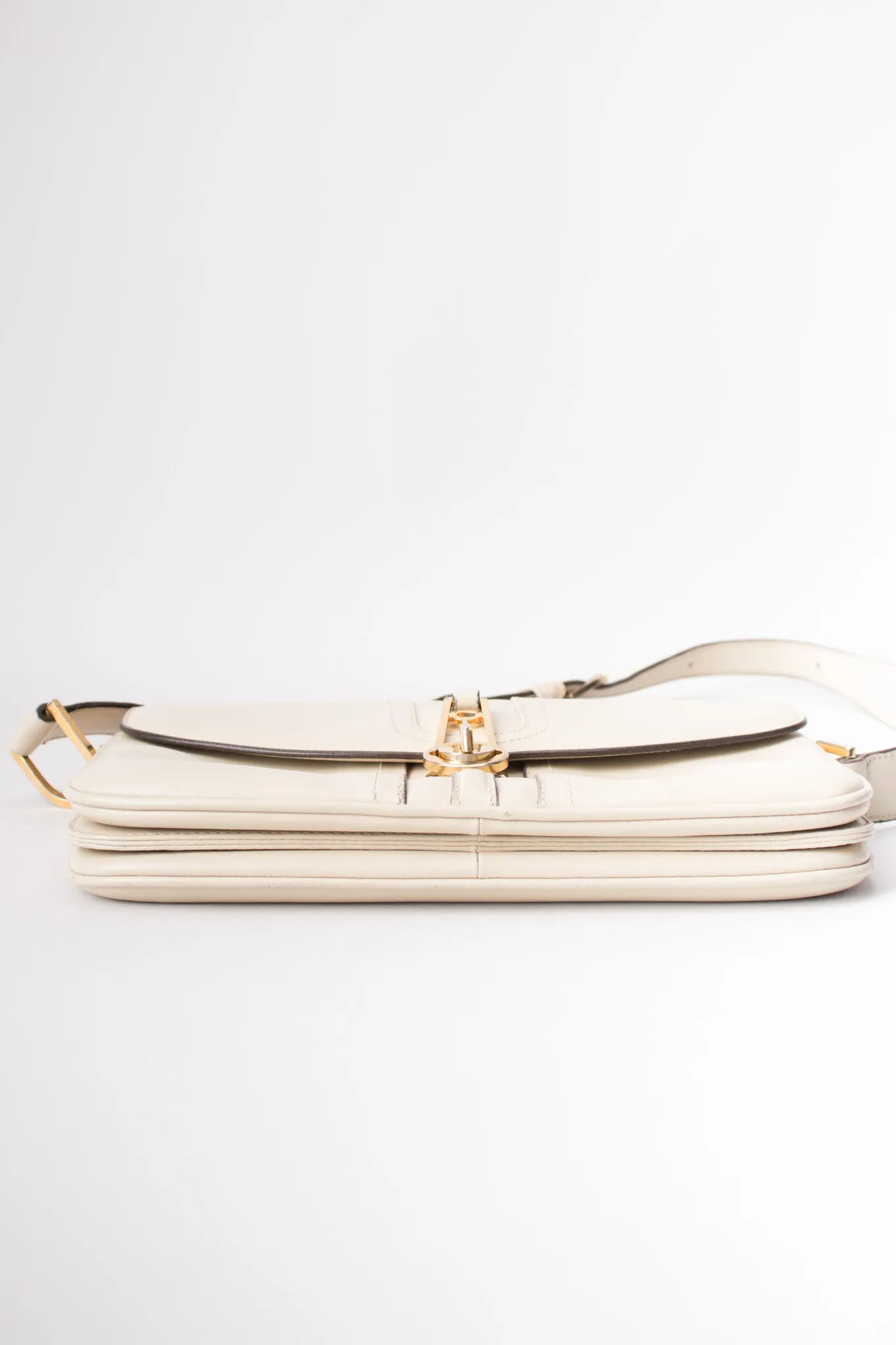 Topstitched Leather Shoulder Bag