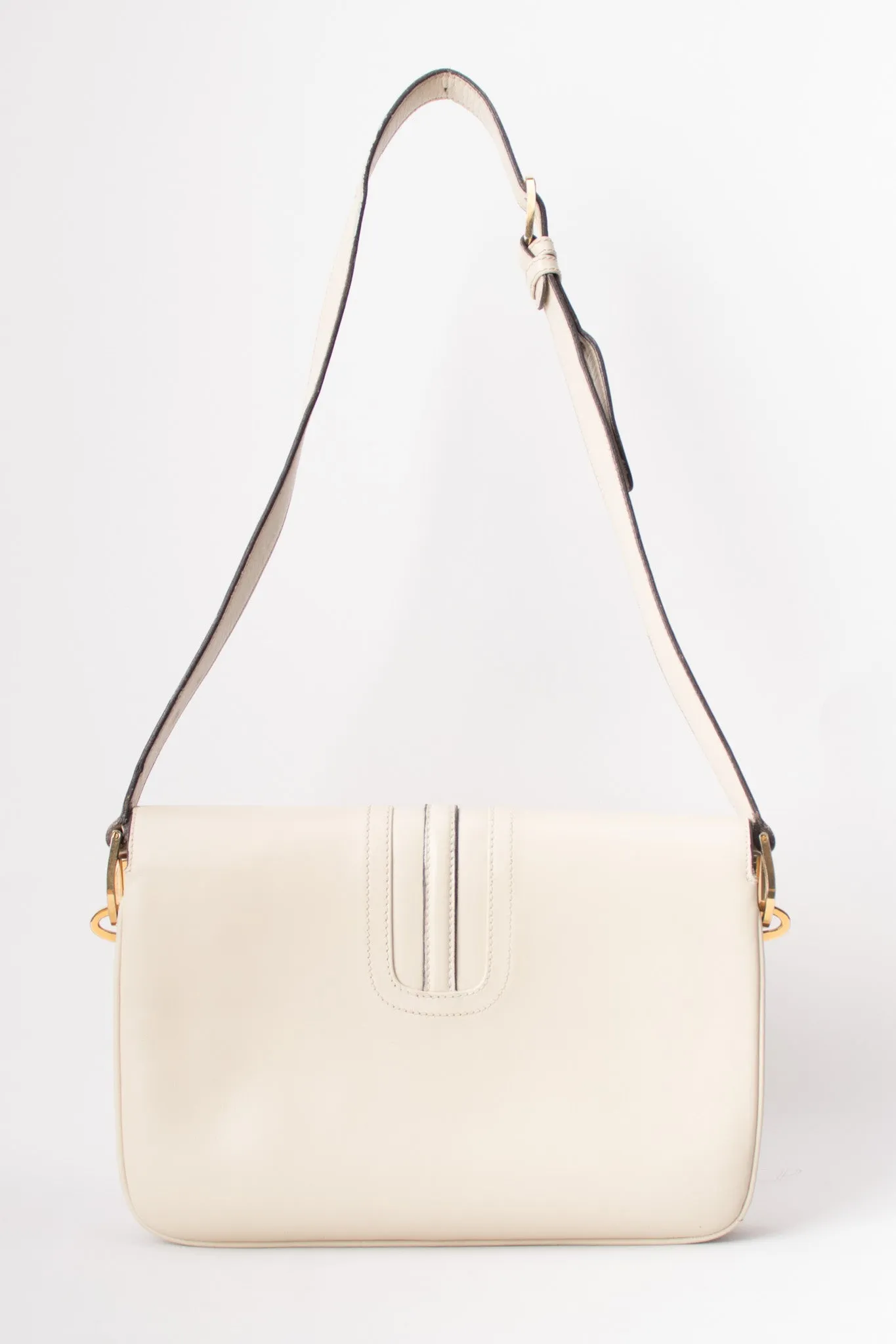 Topstitched Leather Shoulder Bag