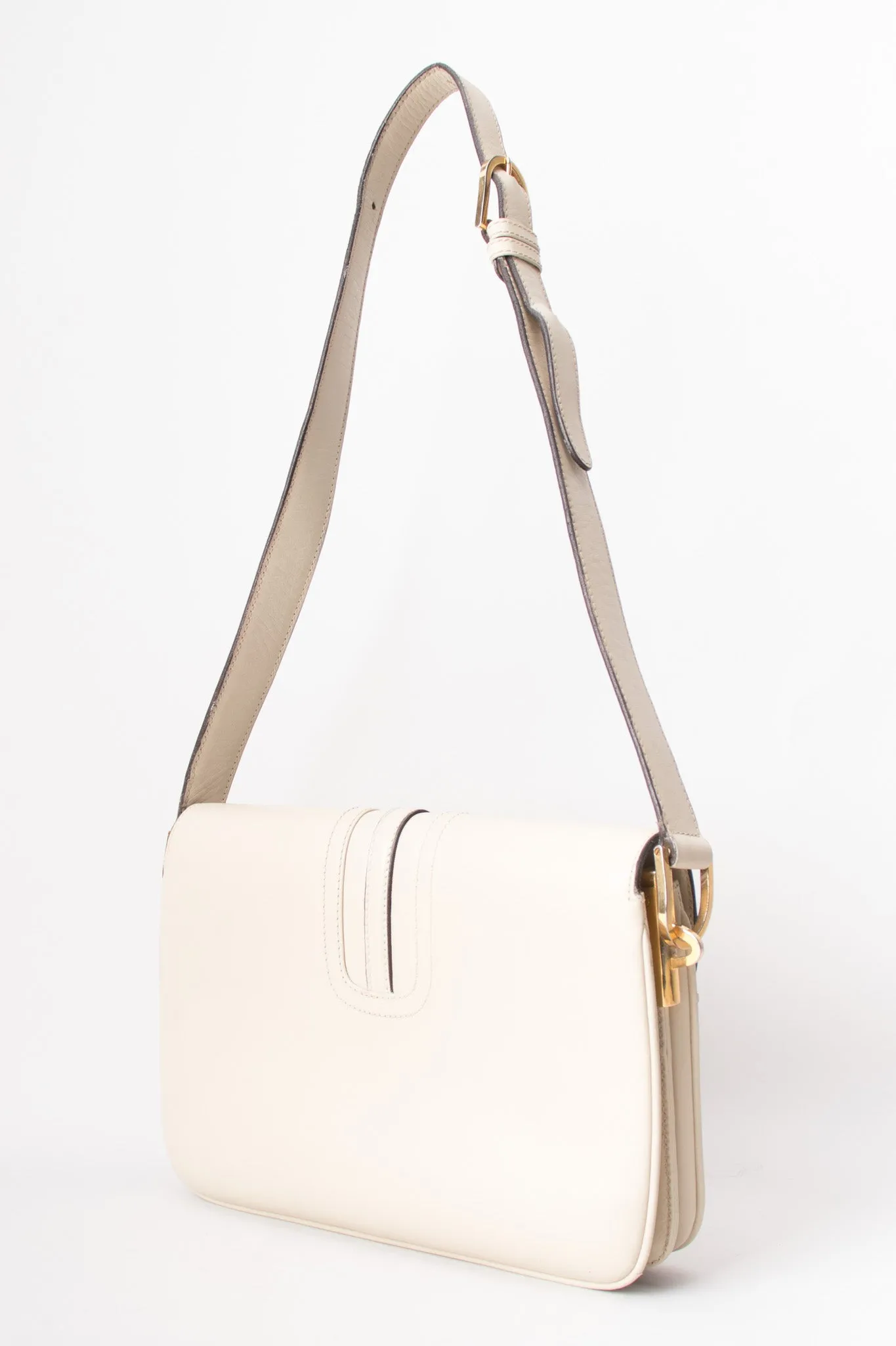 Topstitched Leather Shoulder Bag