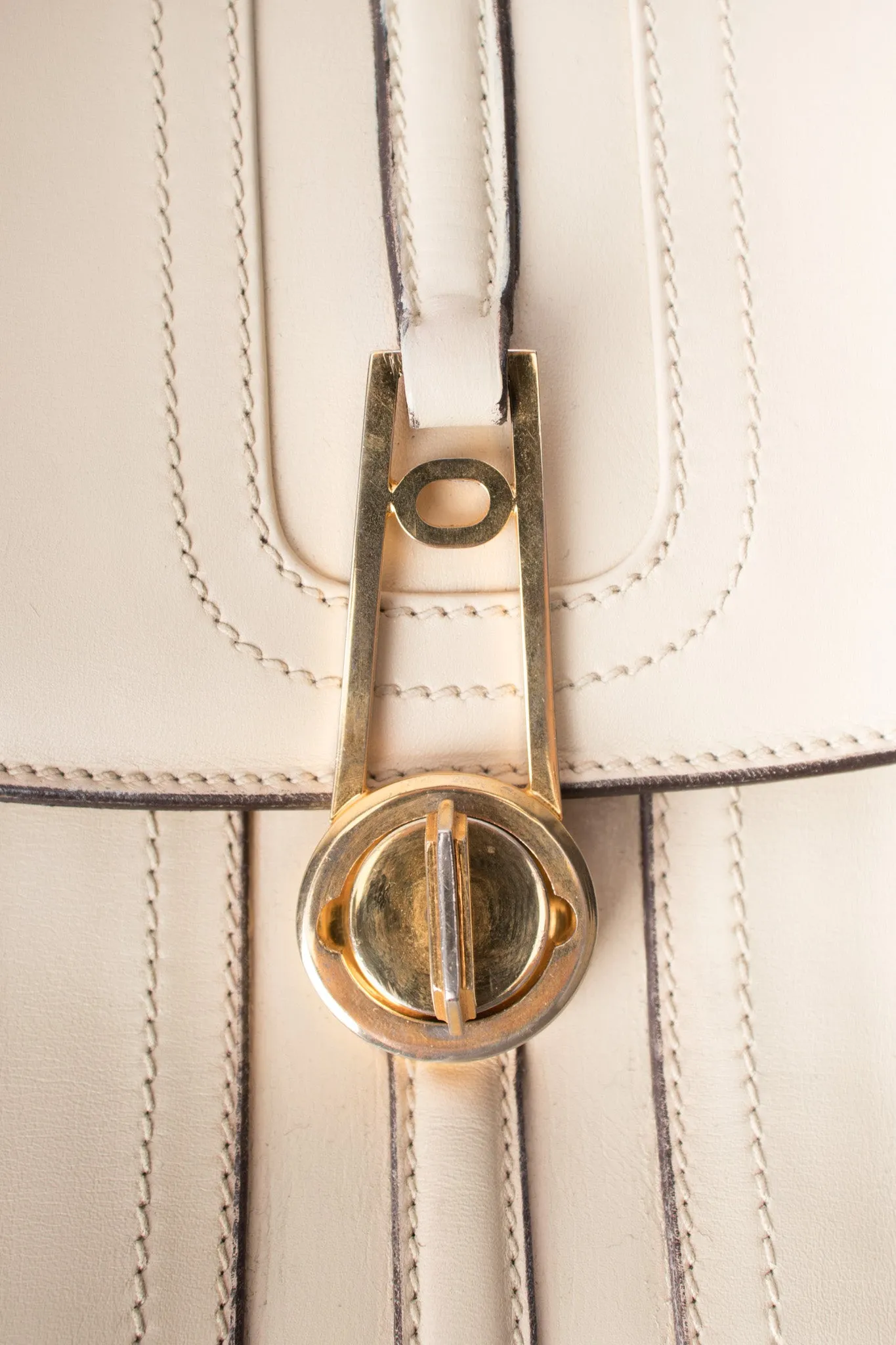 Topstitched Leather Shoulder Bag